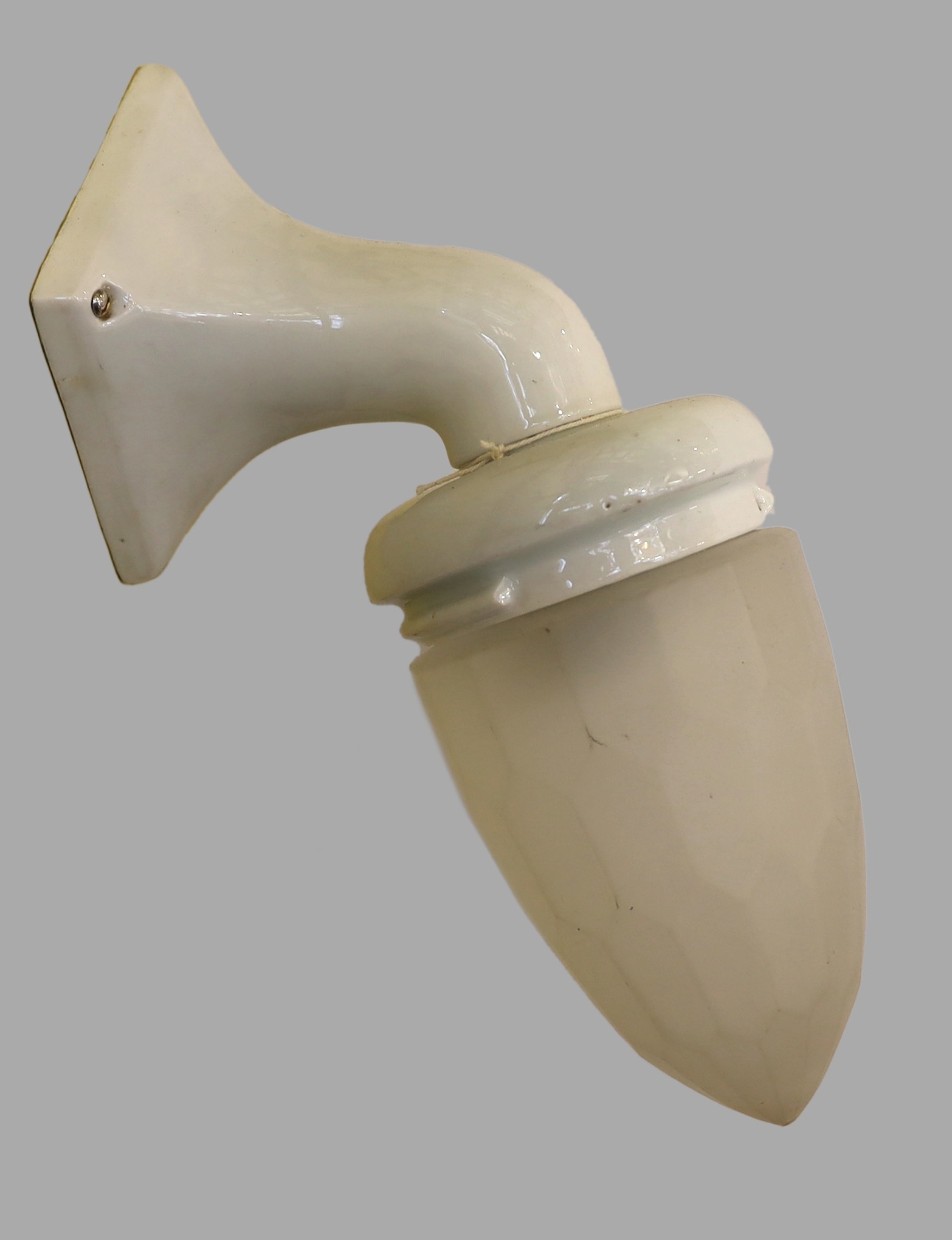A 1930s French ceramic and frosted glass pendant wall light, height 28cm